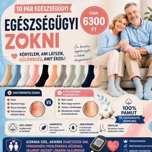 10 pár orvosi pamut zokni gumi nélkül vérkeringési problémákra