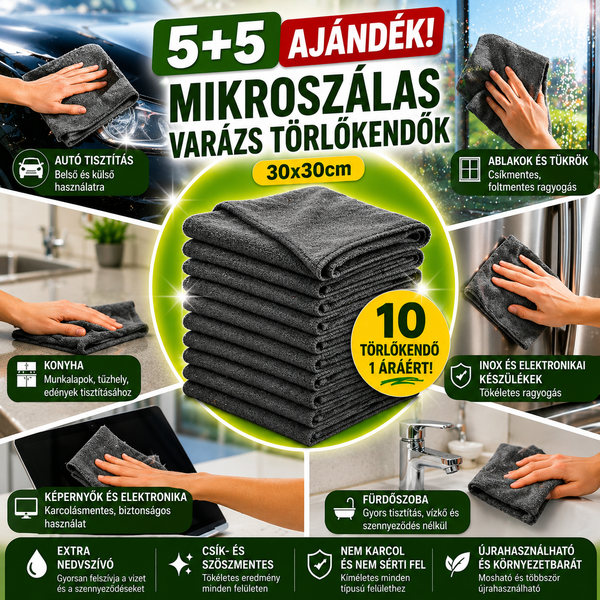 Mágikus Mikrofilc Tisztítókendők Szett