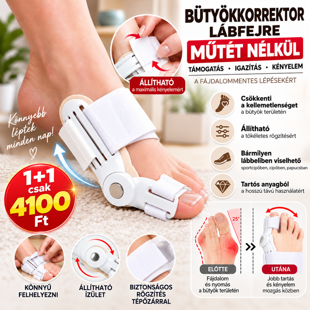 1+1 - Állítható bütyökkorrigáló – Támasztás, megfelelő pozíció és kényelem a nagylábujjnak