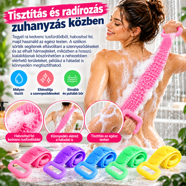 Szilikon testradír és masszázs kefe